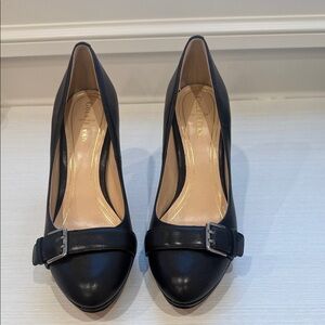 Cole Haan Black Leather Heels with Buckle